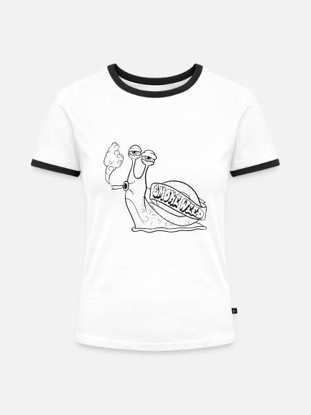 Unkraut rauchen - Schnecke - Frauen Kontrast-T-Shirt - Weiß/Schwarz