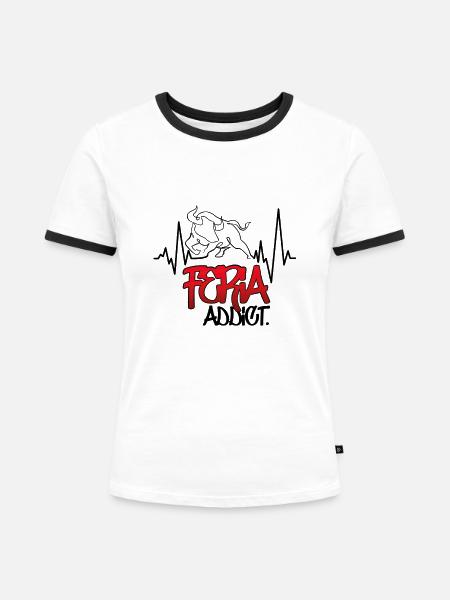 Feria-süchtiger Herzschlag - Frauen Kontrast-T-Shirt - Weiß/Schwarz