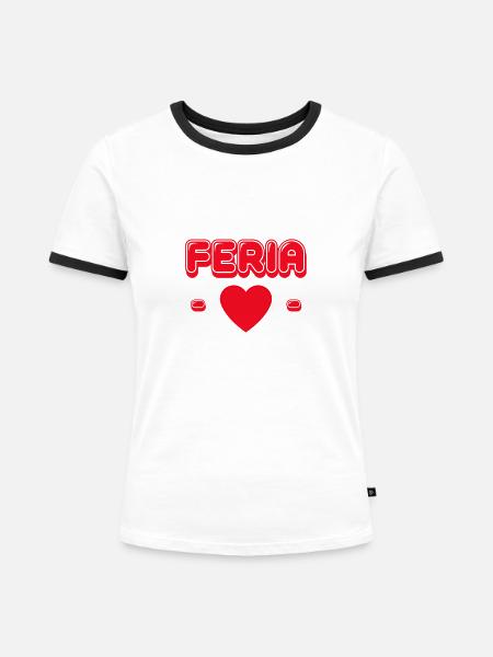 Liebe zu Féria - Frauen Kontrast-T-Shirt - Weiß/Schwarz