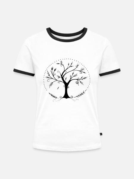 Zen-Baum - Frauen Kontrast-T-Shirt - Weiß/Schwarz
