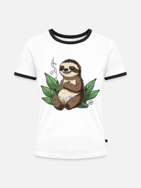 Faultier High Life - Frauen Kontrast-T-Shirt - Weiß/Schwarz
