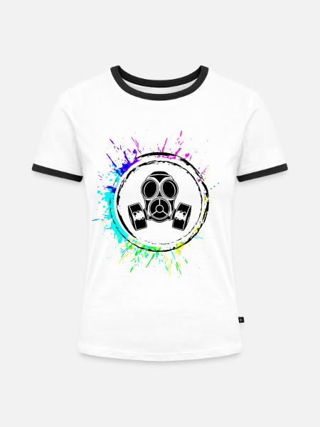 Gasmaske Symbol - Frauen Kontrast-T-Shirt - Weiß/Schwarz
