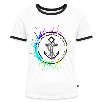 Anker Hafen Symbol - Frauen Kontrast-T-Shirt - Weiß/Schwarz - Vorne - Selfina (174cm)