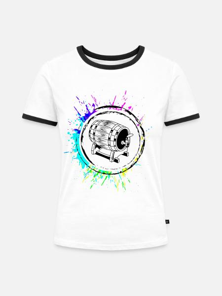 Bierfass Bier Brauerei - Frauen Kontrast-T-Shirt - Weiß/Schwarz