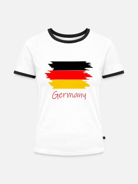 Germany Flagge - Frauen Kontrast-T-Shirt - Weiß/Schwarz
