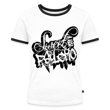 kratzer risse stempel cool suess spruch sweet cute - Frauen Kontrast-T-Shirt - Weiß/Schwarz - Vorne - Selfina (174cm)