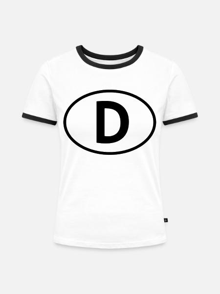 D - Frauen Kontrast-T-Shirt - Weiß/Schwarz