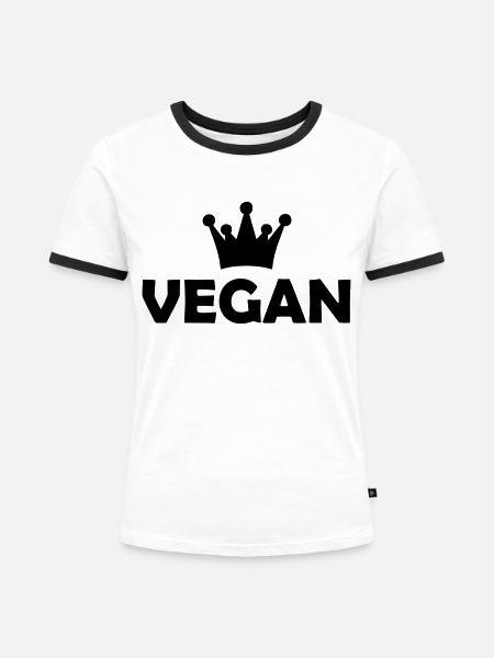 vegan - Frauen Kontrast-T-Shirt - Weiß/Schwarz