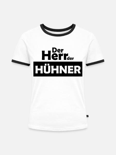der herr der hühner - Frauen Kontrast-T-Shirt - Weiß/Schwarz
