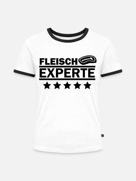 fleisch experte - Frauen Kontrast-T-Shirt - Weiß/Schwarz