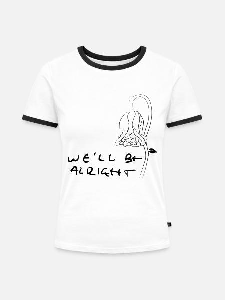 Feines Handwritting - Frauen Kontrast-T-Shirt - Weiß/Schwarz