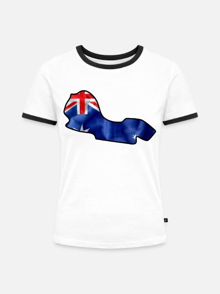 Australien Rennstrecke mit Flagge - Frauen Kontrast-T-Shirt - Weiß/Schwarz