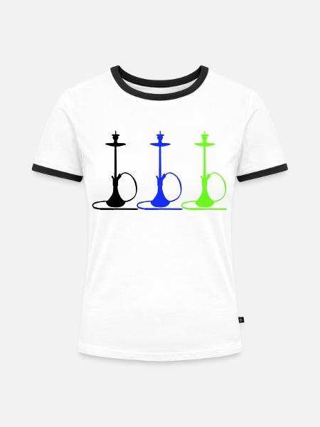 Wasserpfeife - Frauen Kontrast-T-Shirt - Weiß/Schwarz