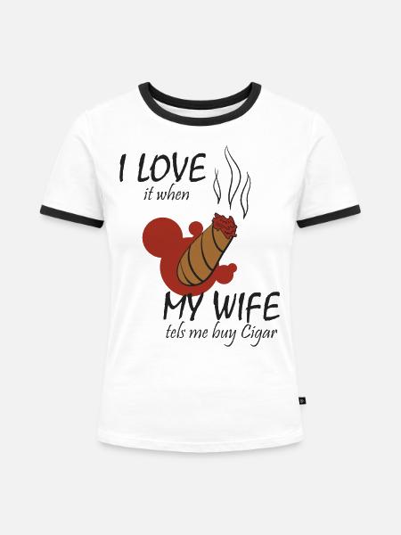 Zigarre - Frauen Kontrast-T-Shirt - Weiß/Schwarz