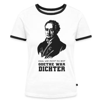 Goethe - Frauen Kontrast-T-Shirt - Weiß/Schwarz - Vorne - Selfina (174cm)