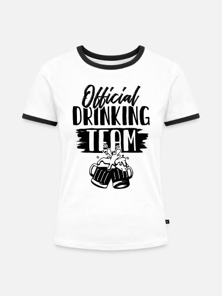 Drinking Team - Frauen Kontrast-T-Shirt - Weiß/Schwarz
