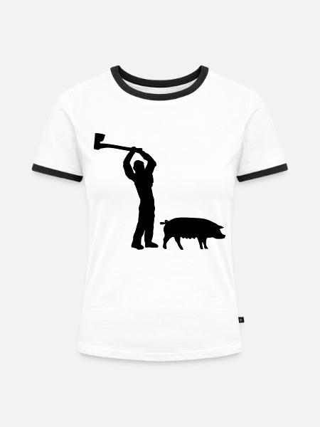 h1n1 metzger - Frauen Kontrast-T-Shirt - Weiß/Schwarz