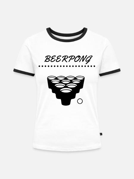 beerpong - Frauen Kontrast-T-Shirt - Weiß/Schwarz