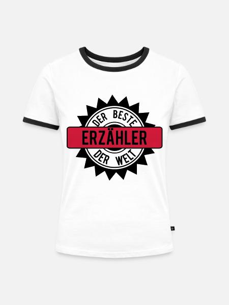 der beste erzaehler 2c - Frauen Kontrast-T-Shirt - Weiß/Schwarz