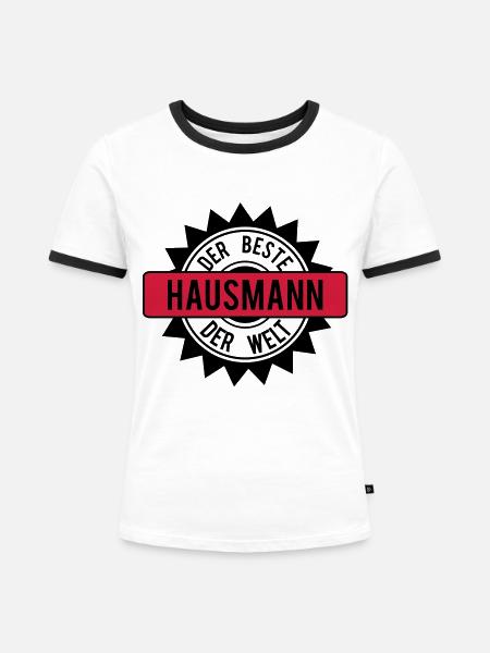 der beste hausmann 2c - Frauen Kontrast-T-Shirt - Weiß/Schwarz