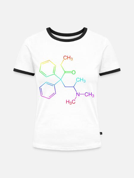 Methadon Strukturformel - Frauen Kontrast-T-Shirt - Weiß/Schwarz