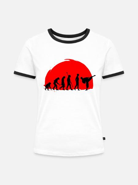 Karate Evolution Kampfsport - Frauen Kontrast-T-Shirt - Weiß/Schwarz