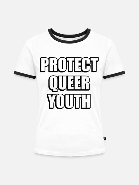 Queere Jugend schützen - Frauen Kontrast-T-Shirt - Weiß/Schwarz