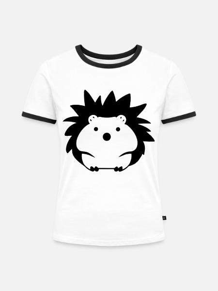 Igel - Frauen Kontrast-T-Shirt - Weiß/Schwarz