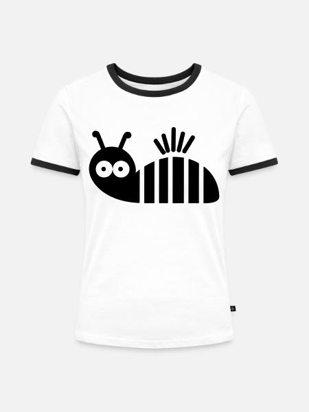 Raupe - Frauen Kontrast-T-Shirt - Weiß/Schwarz