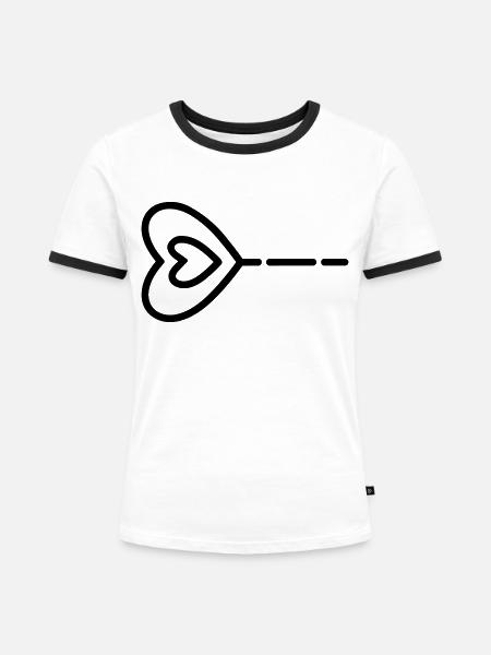 Herz-Pfeil - Frauen Kontrast-T-Shirt - Weiß/Schwarz