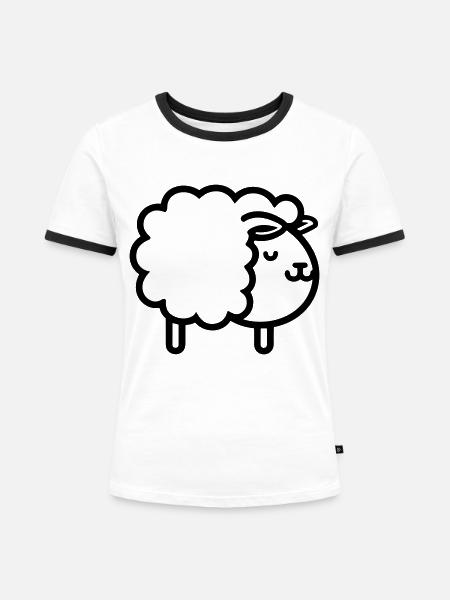 Schaf - Frauen Kontrast-T-Shirt - Weiß/Schwarz