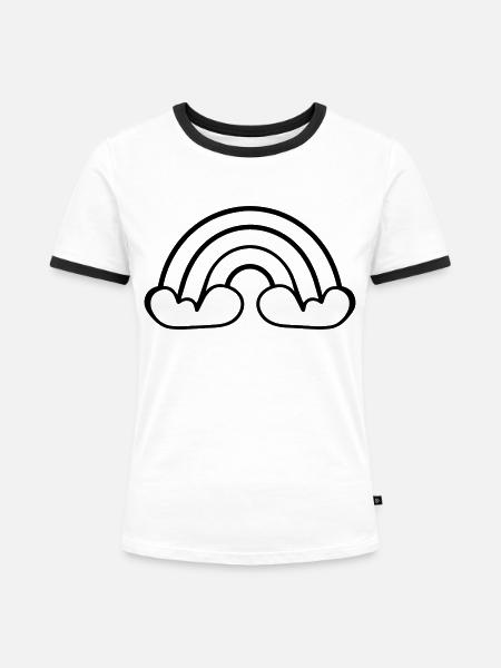 Regenbogen - Frauen Kontrast-T-Shirt - Weiß/Schwarz