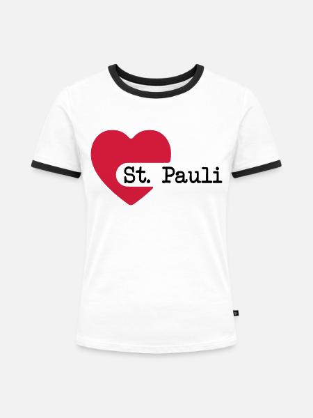 love_st_pauli - Frauen Kontrast-T-Shirt - Weiß/Schwarz