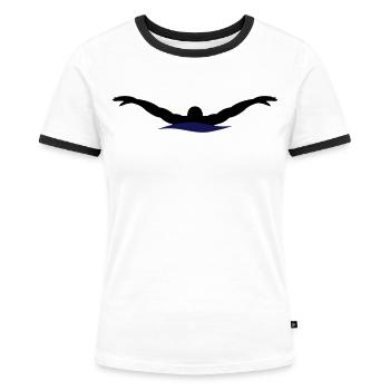 Schwimmen - Frauen Kontrast-T-Shirt - Weiß/Schwarz - Vorne - Selfina (174cm)