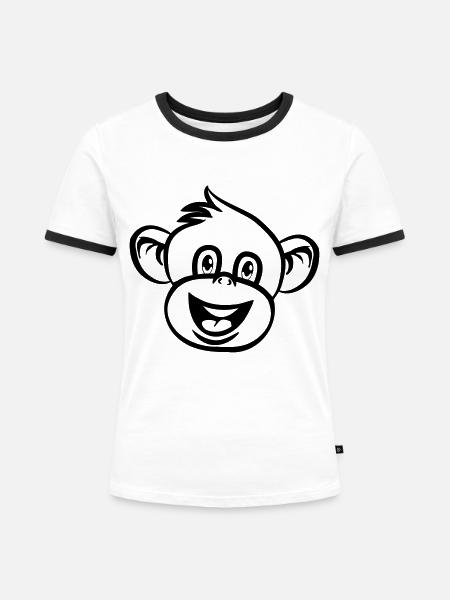 affe witzig lieb - Frauen Kontrast-T-Shirt - Weiß/Schwarz