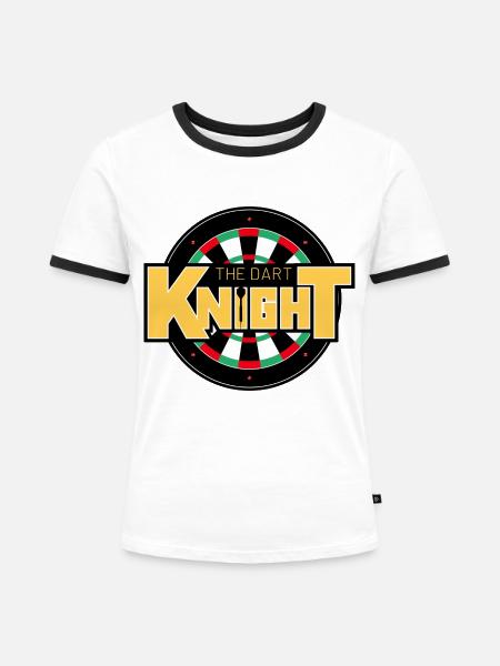 the dart Knight Wurfscheibe - Frauen Kontrast-T-Shirt - Weiß/Schwarz