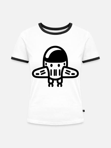 fliegende Untertasse - Frauen Kontrast-T-Shirt - Weiß/Schwarz