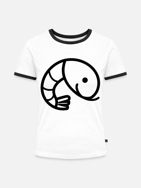 Garnele - Frauen Kontrast-T-Shirt - Weiß/Schwarz