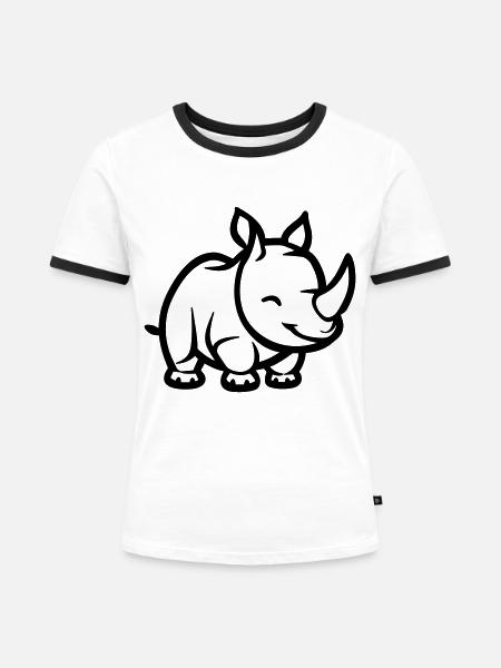 Nashorn - Frauen Kontrast-T-Shirt - Weiß/Schwarz