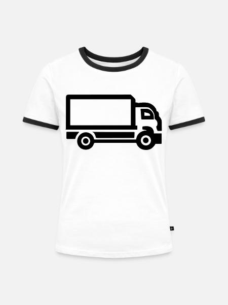 Lkw - Frauen Kontrast-T-Shirt - Weiß/Schwarz