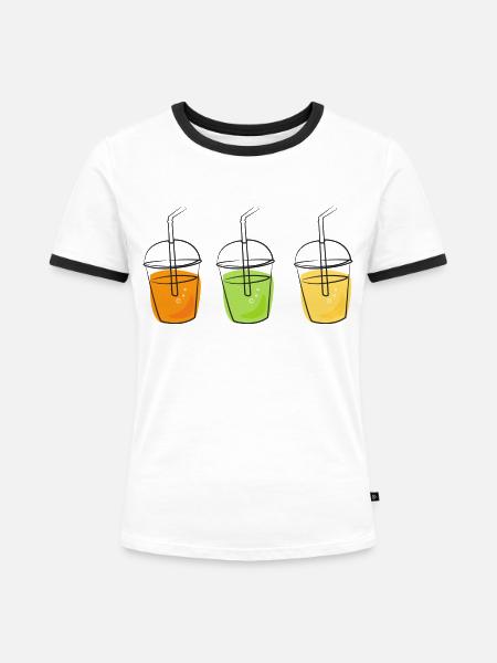 Getränke - Frauen Kontrast-T-Shirt - Weiß/Schwarz