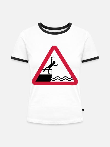 Bitte kein Bier Verschütten! - Frauen Kontrast-T-Shirt - Weiß/Schwarz