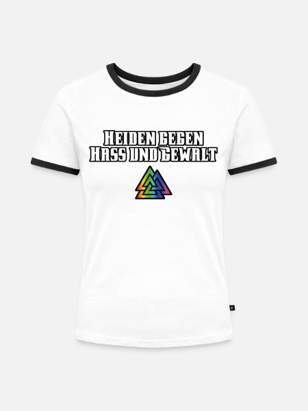 Heiden gegen Hass - Frauen Kontrast-T-Shirt - Weiß/Schwarz