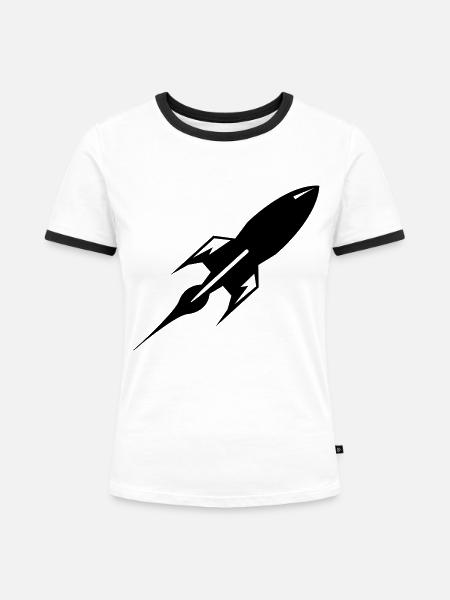 rakete - Frauen Kontrast-T-Shirt - Weiß/Schwarz