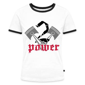 V2 Power - Frauen Kontrast-T-Shirt - Weiß/Schwarz - Vorne - Selfina (174cm)
