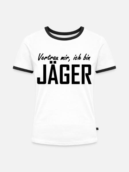 jäger - Frauen Kontrast-T-Shirt - Weiß/Schwarz