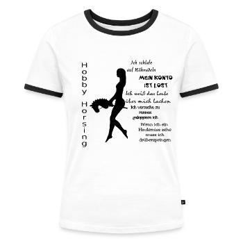 Hobby Horsing - Frauen Kontrast-T-Shirt - Weiß/Schwarz - Vorne - Selfina (174cm)