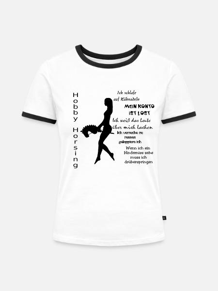 Hobby Horsing - Frauen Kontrast-T-Shirt - Weiß/Schwarz