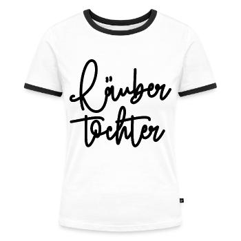 Räubertochter - Frauen Kontrast-T-Shirt - Weiß/Schwarz - Vorne - Selfina (174cm)