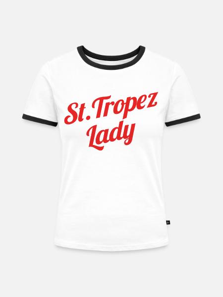 St. Tropez Lady - Frauen Kontrast-T-Shirt - Weiß/Schwarz